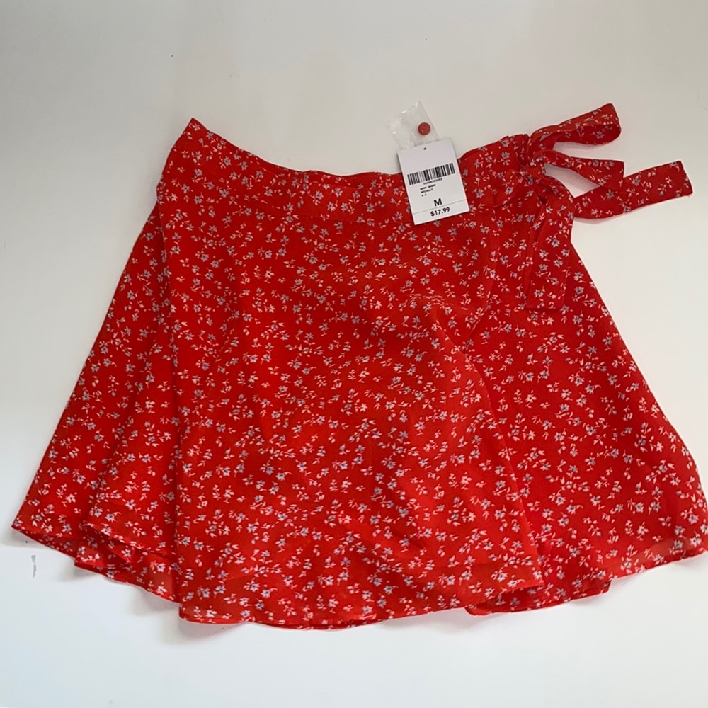 Red floral skirt